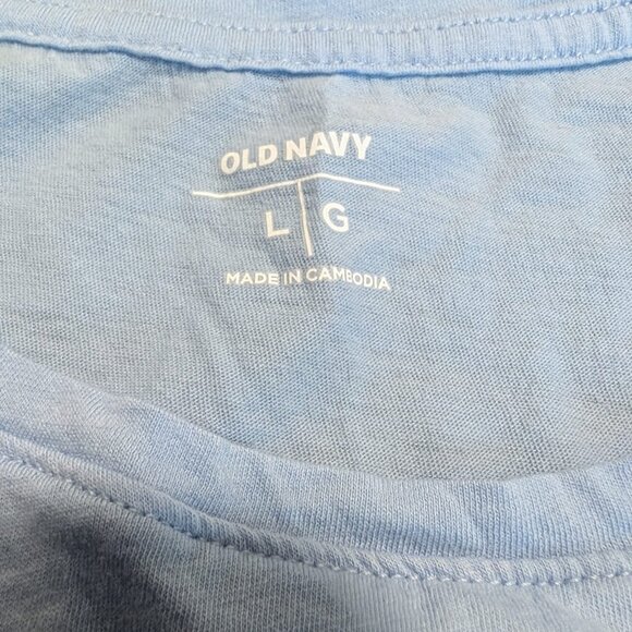 Old Navy baby blue sleeveless tank top shirt L Large 100% Cotton LIKE NEW - Picture 2 of 5